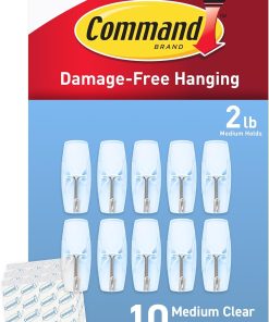 Command Medium Clear Wire Toggle Hooks.10 Wall Hook and 12 Strips. Damage-Free Hanging with Adhesive. Great for Hanging. Organization and Storage. Holds up to 2 lb